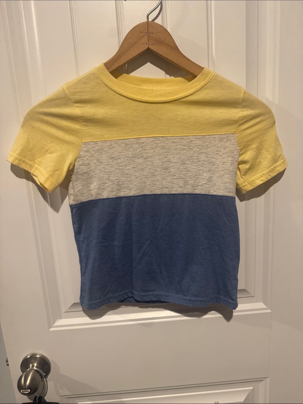 Colorblock Short Sleeve Tee in Yellow, Gray & Blue